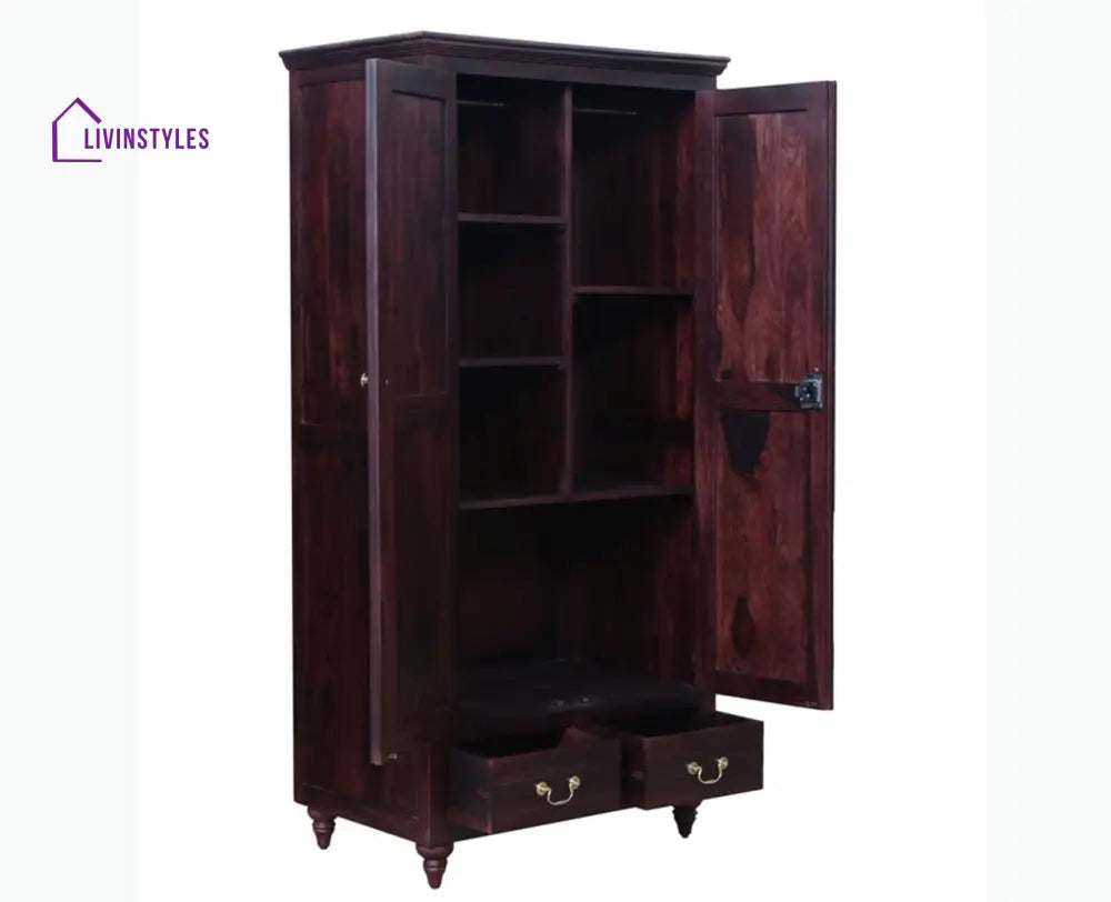Calgary Solid Wood Two Doors Wardrobe - Wardrobes & Cabinets