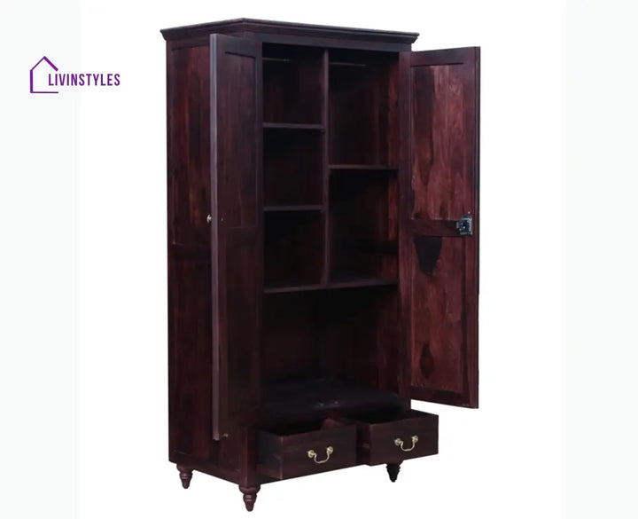 Calgary Solid Wood Two Doors Wardrobe - Wardrobes & Cabinets
