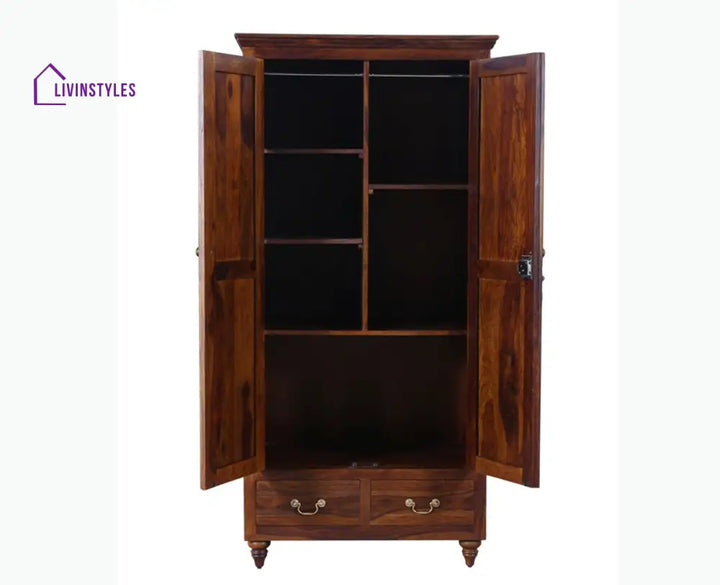 Calgary Solid Wood Two Doors Wardrobe - Wardrobes & Cabinets