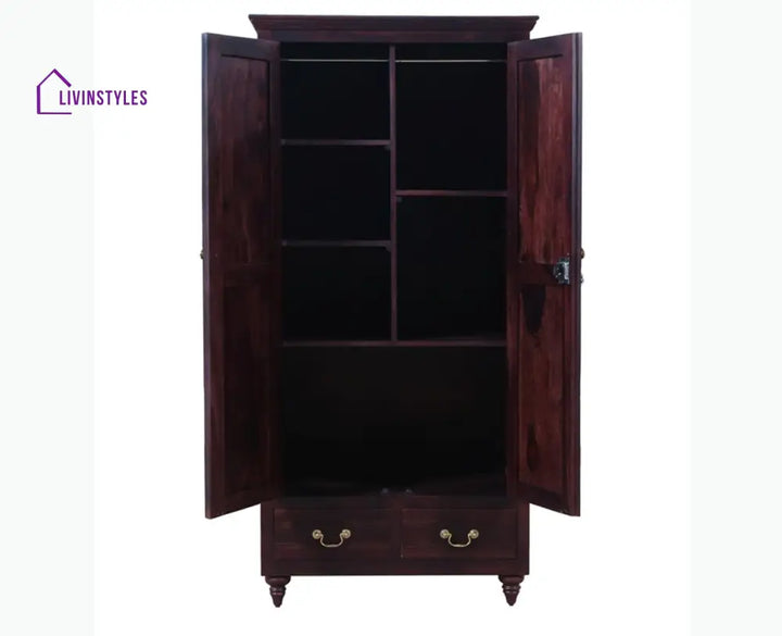 Calgary Solid Wood Two Doors Wardrobe - Wardrobes & Cabinets