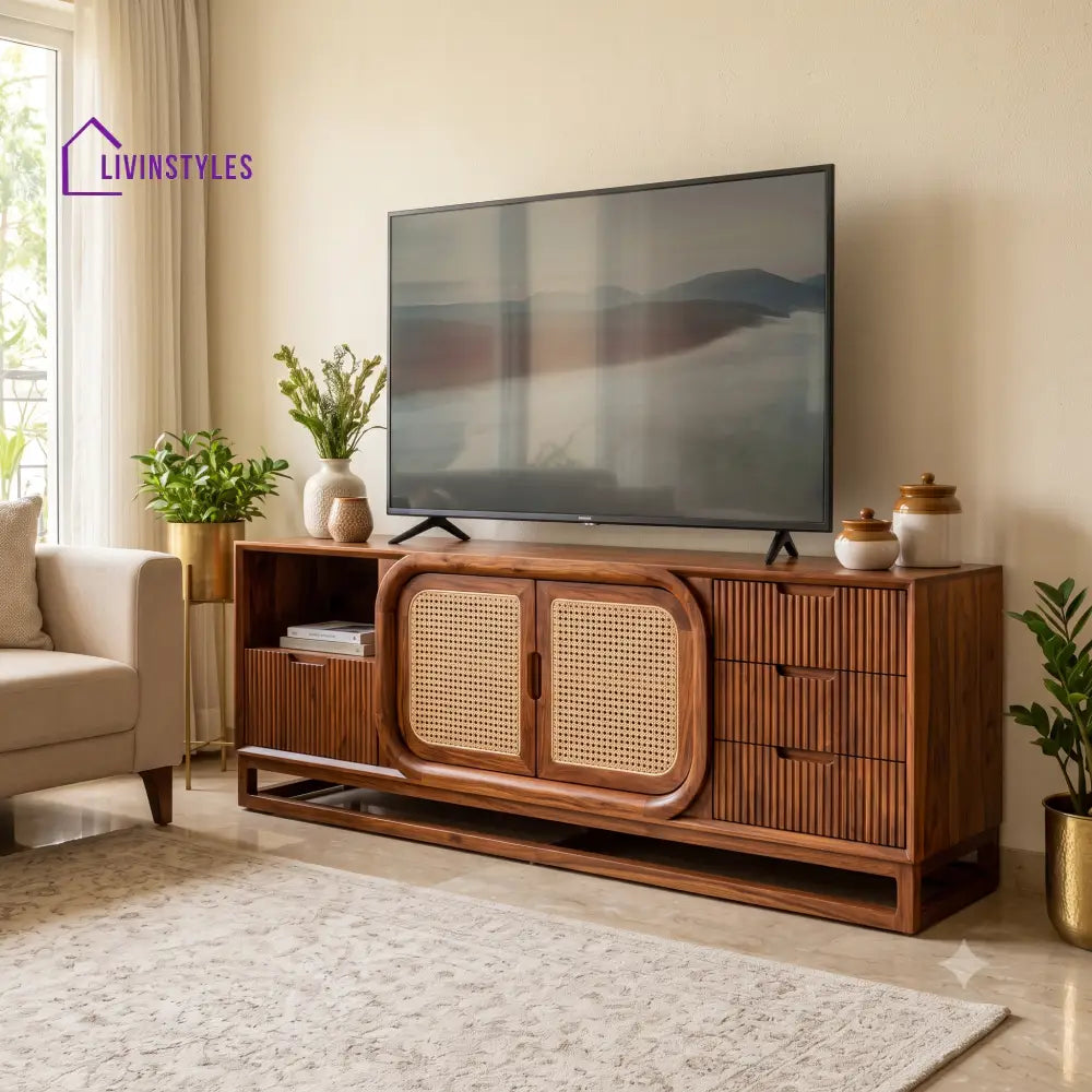 Calista Solid Sheesham Wood Tv Unit for Living Room | Tv Cabinet | Tv Console Unit