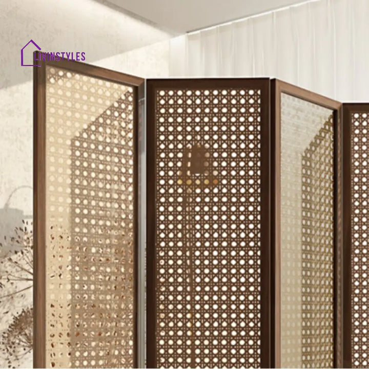 Calista Wooden and Cane Weaving Room Partition for Living Room