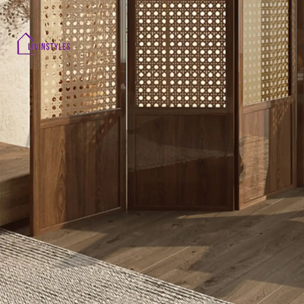 Calista Wooden and Cane Weaving Room Partition for Living Room