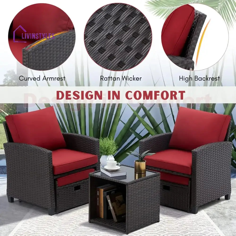 Calliope 5 Piece Outdoor Patio Wicker Furniture Set - Patio Sofa Set