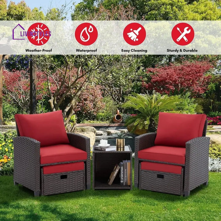 Calliope 5 Piece Outdoor Patio Wicker Furniture Set - Patio Sofa Set