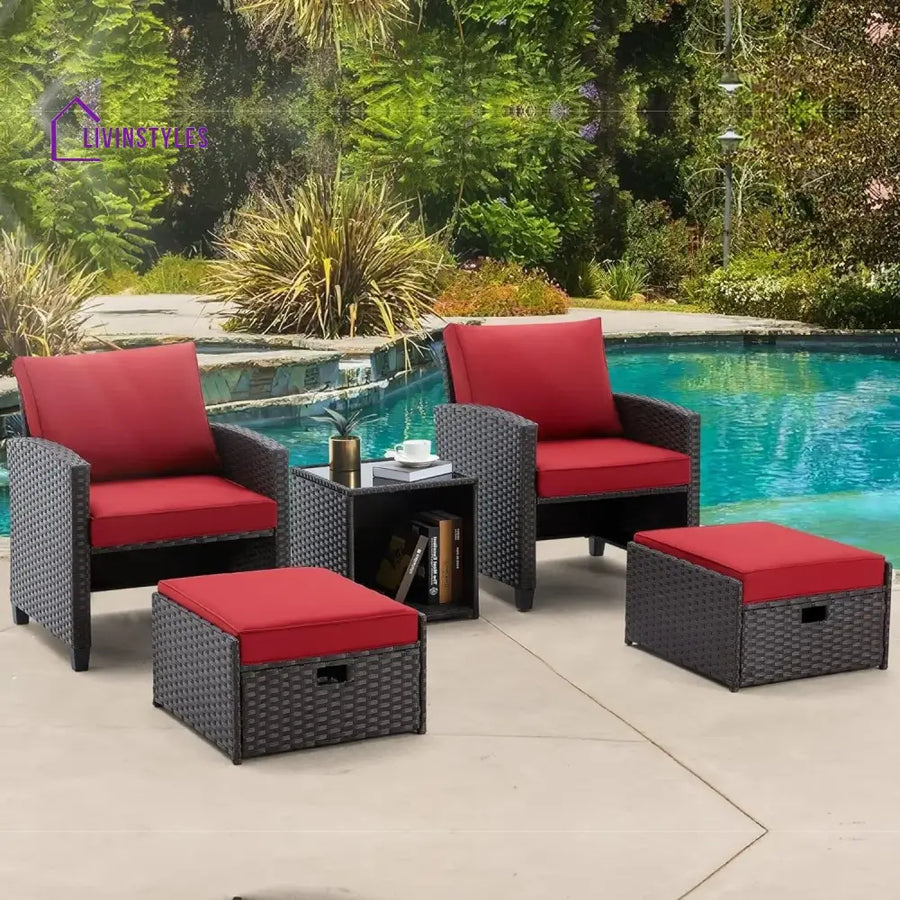 Calliope 5 Piece Outdoor Patio Wicker Furniture Set - Patio Sofa Set