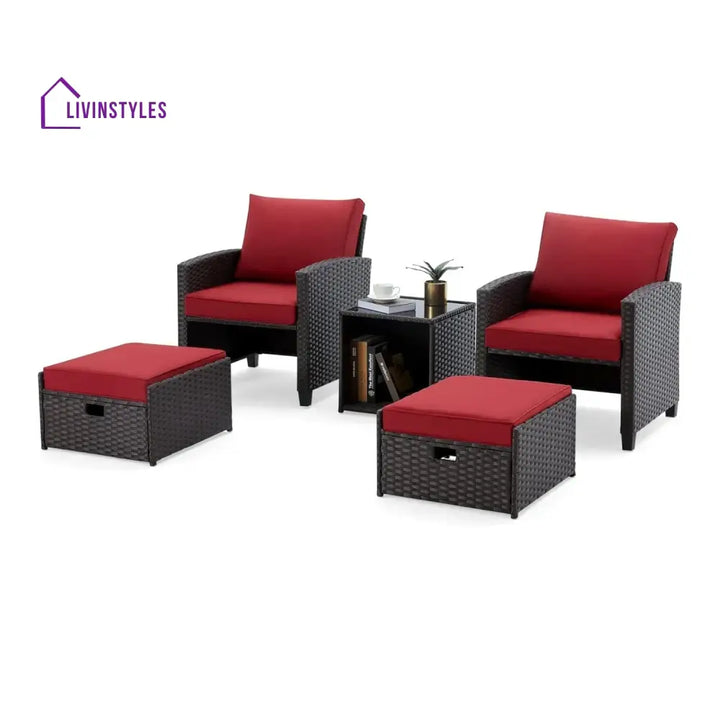 Calliope 5 Piece Outdoor Patio Wicker Furniture Set - Patio Sofa Set