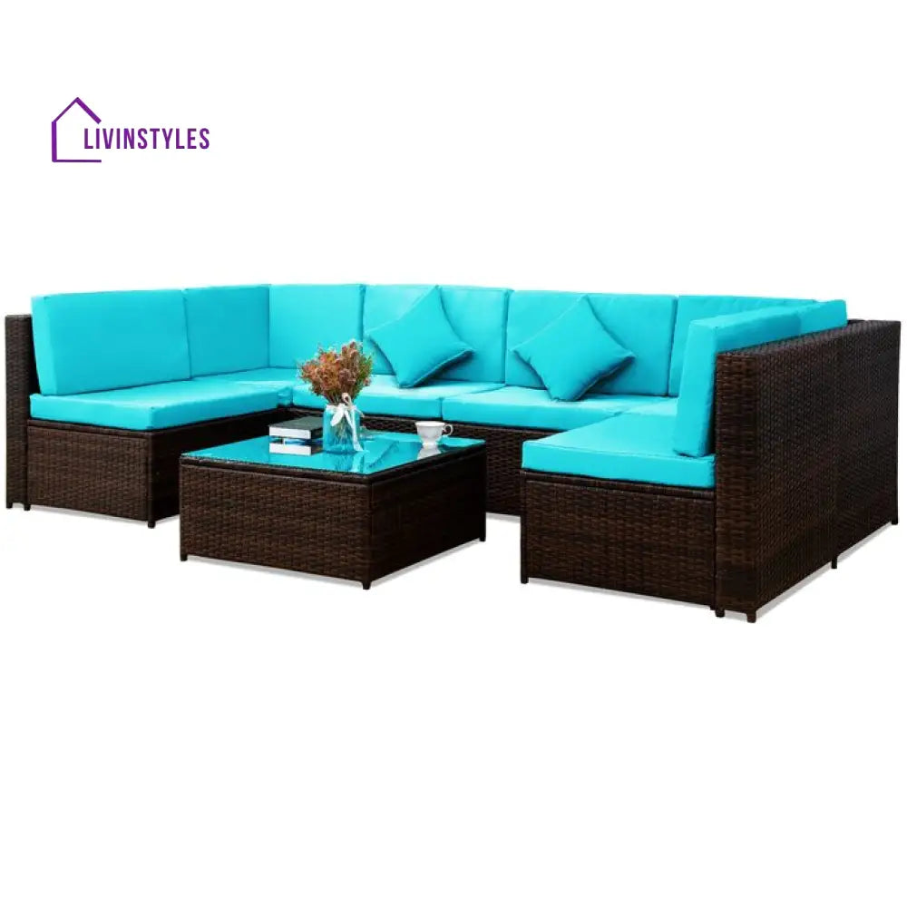 Callisto Outdoor Patio Sofa Set 6 seater and 1 Center Table (Brown) - Sofa Sets