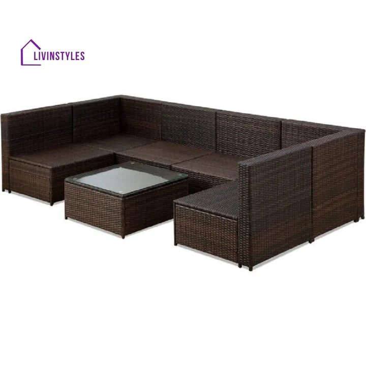 Callisto Outdoor Patio Sofa Set 6 seater and 1 Center Table (Brown) - Sofa Sets