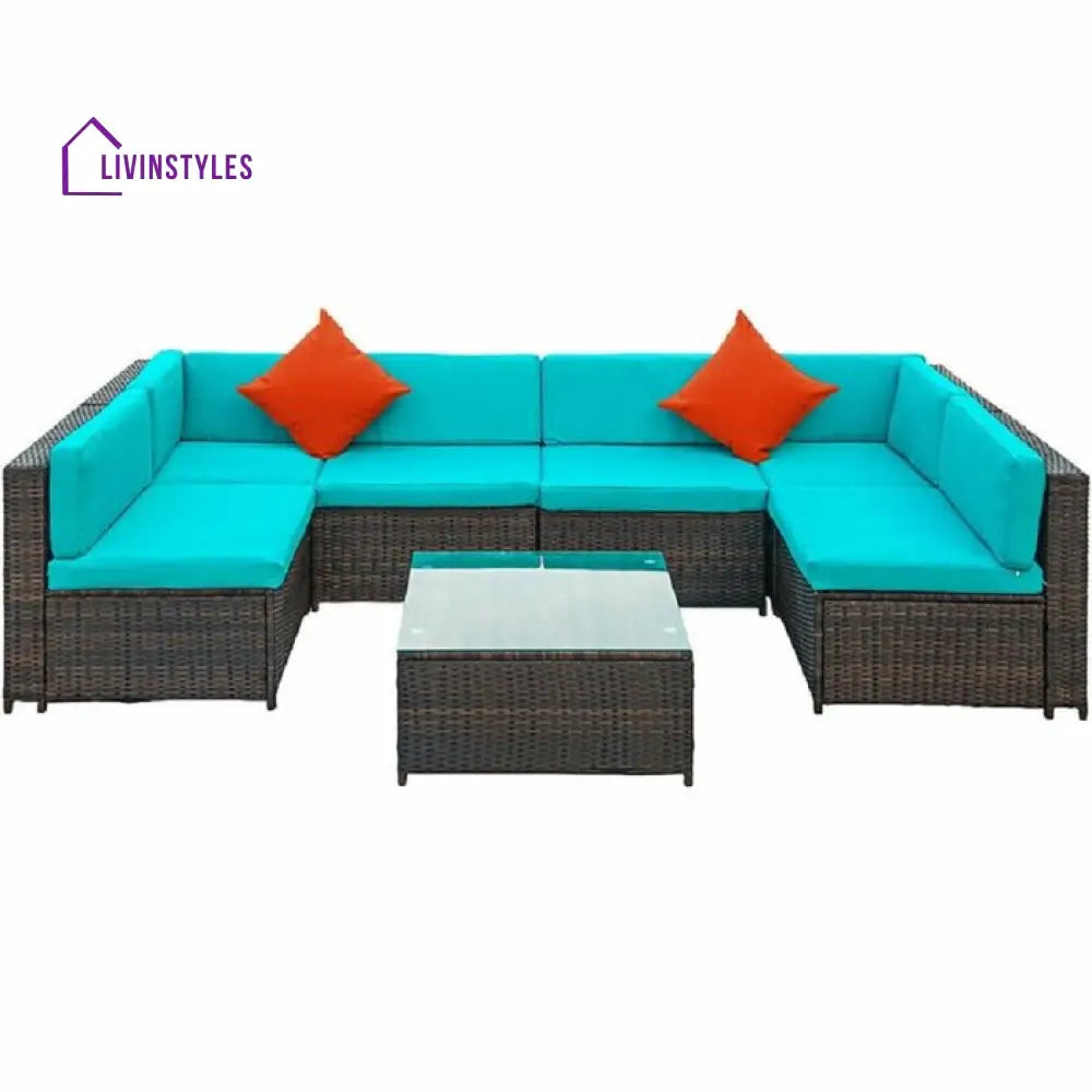 Callisto Outdoor Patio Sofa Set 6 seater and 1 Center Table (Brown) - Sofa Sets