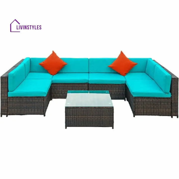 Callisto Outdoor Patio Sofa Set 6 seater and 1 Center Table (Brown) - Sofa Sets