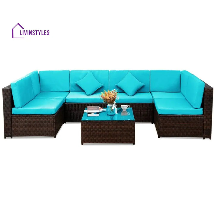 Callisto Outdoor Patio Sofa Set 6 seater and 1 Center Table (Brown) - Sofa Sets