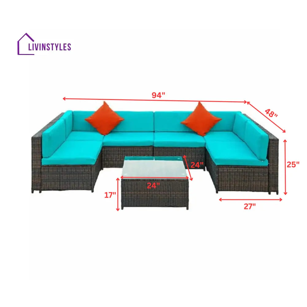 Callisto Outdoor Patio Sofa Set 6 seater and 1 Center Table (Brown) - Sofa Sets