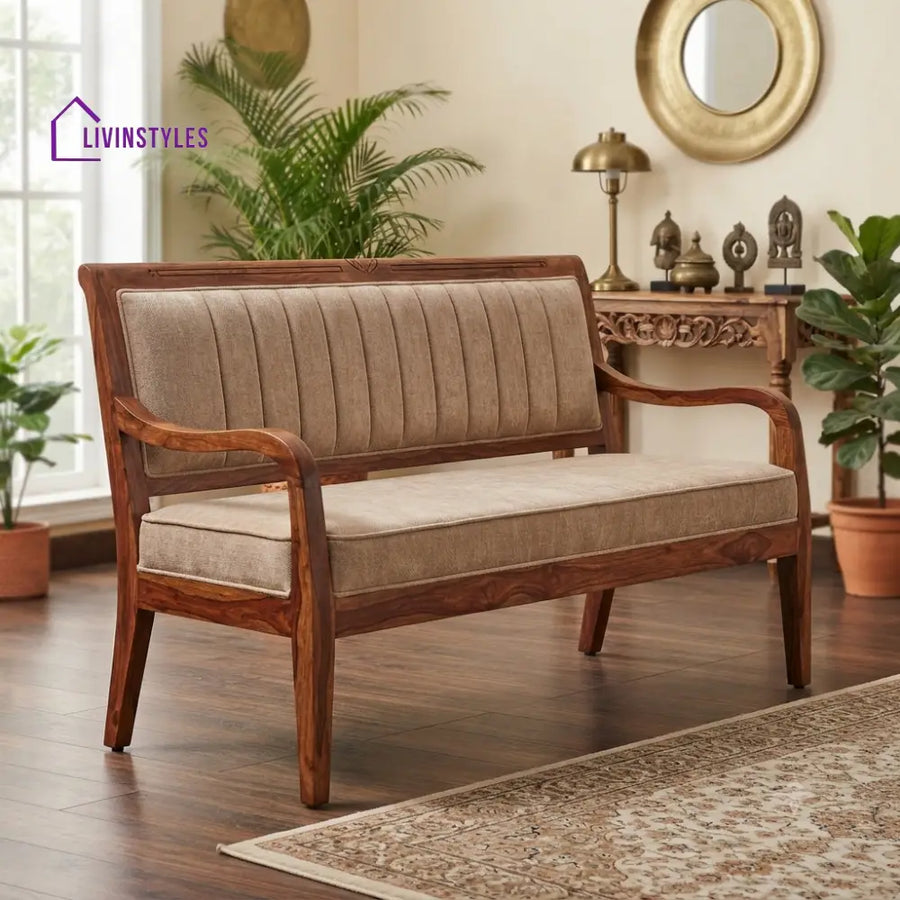 Calmora Wooden Bench for Living Room | Bedroom | Extra Seating
