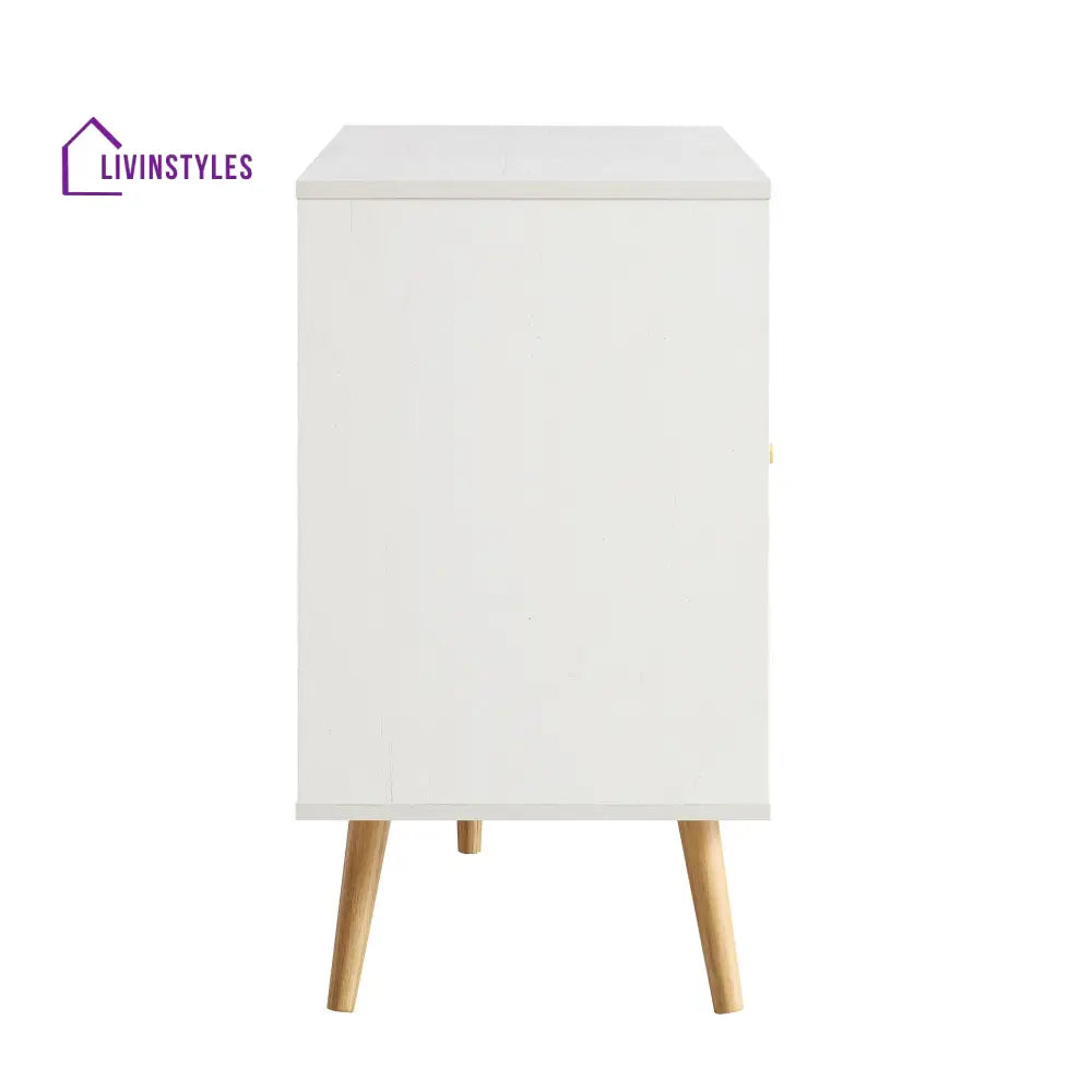 Frances Woven Rattan 3-Door Sideboard White Cabinets & Chests