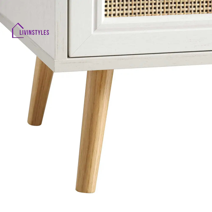 Frances Woven Rattan 3-Door Sideboard White Cabinets & Chests