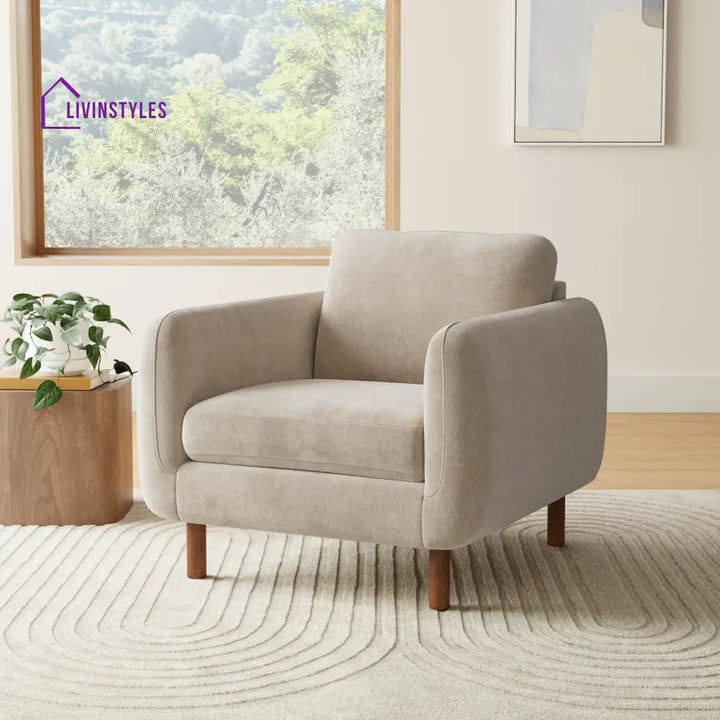 Camira Solid Wood and Fabric Arm Chair | Living Room Chair | Lounge Chair