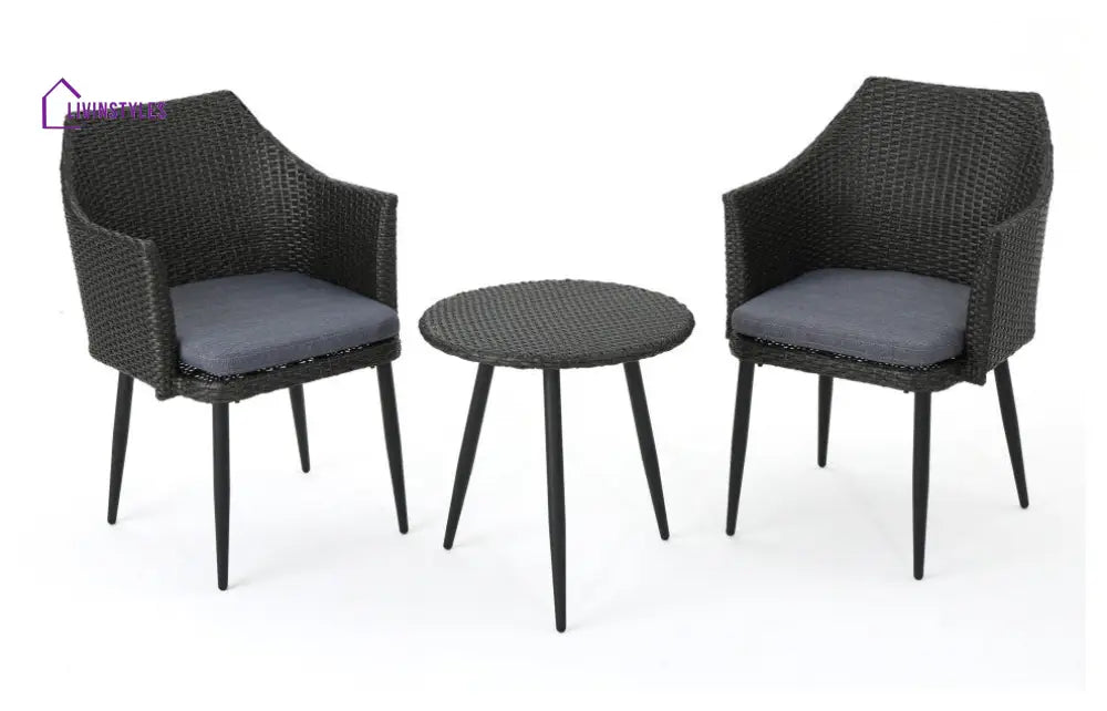 Camo Outdoor Patio Seating Set 2 Chairs and 1 Table Set (Black) - Coffee Table Sets
