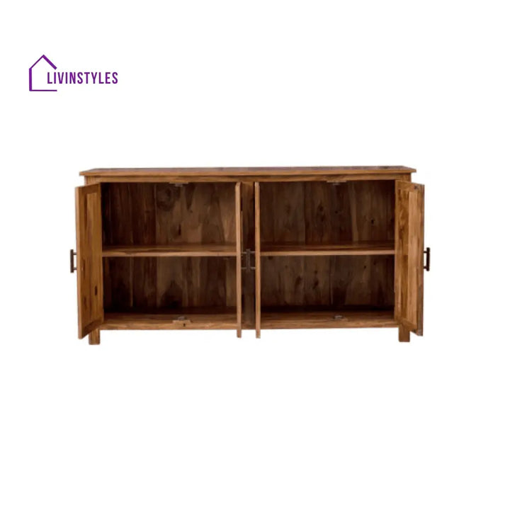 Canberra Sheesham Wood Four Door Storage Cabinet 172X45X90 Cm (Honey Finish)