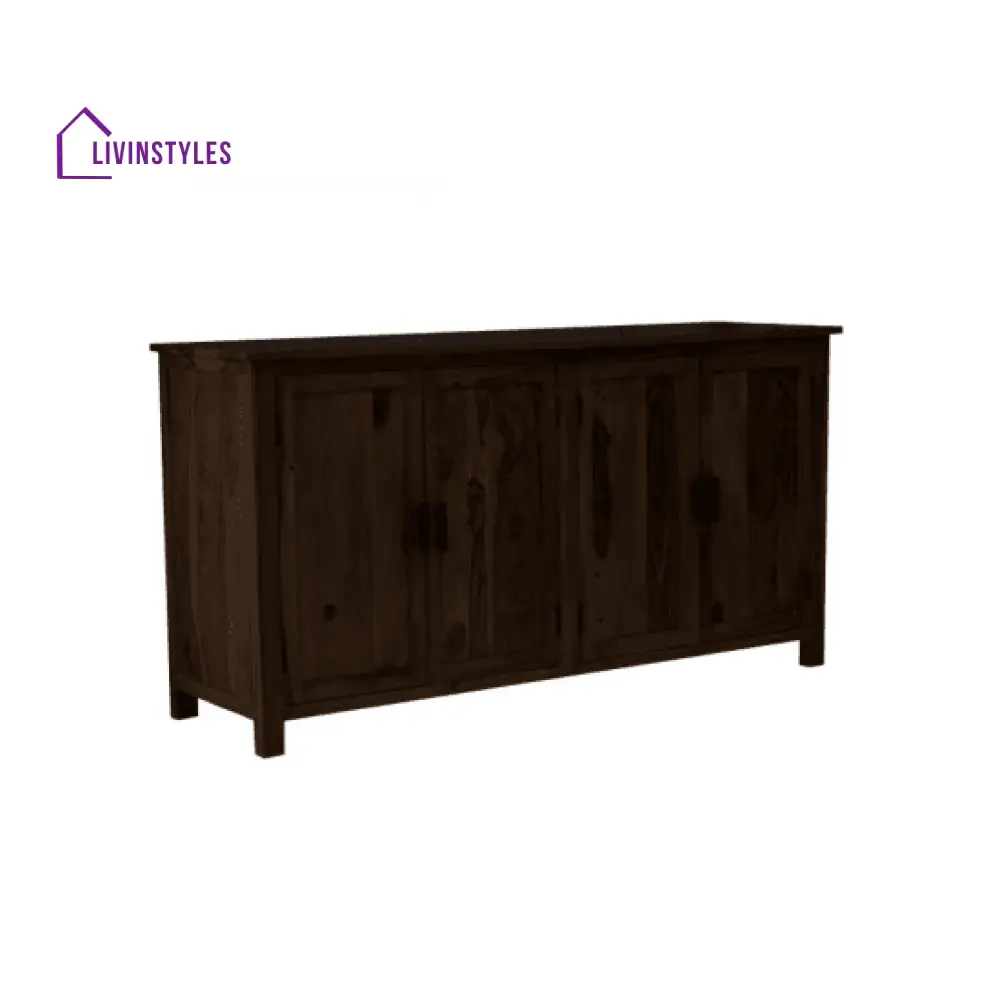 Canberra Sheesham Wood Four Door Storage Cabinet 172X45X90 Cm (Walnut Finish)