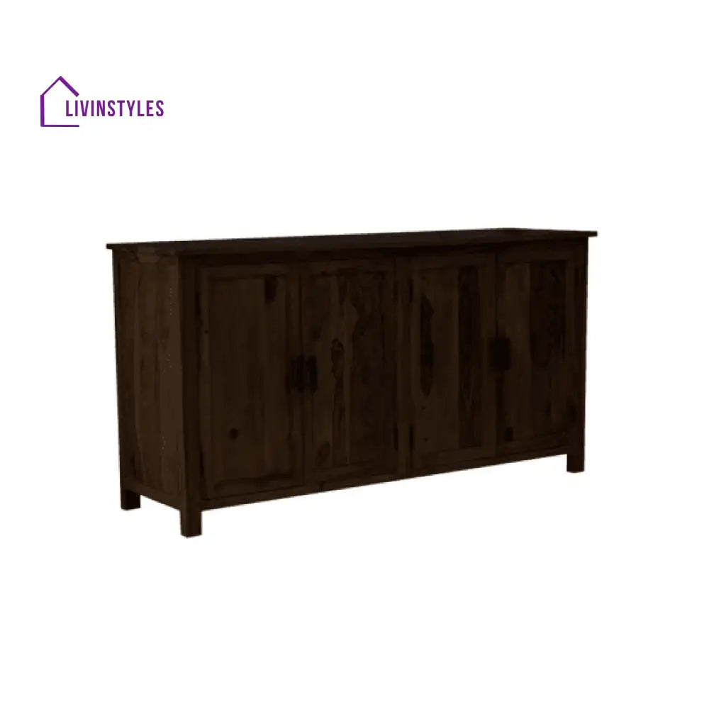 Canberra Sheesham Wood Four Door Storage Cabinet 172X45X90 Cm (Walnut Finish)