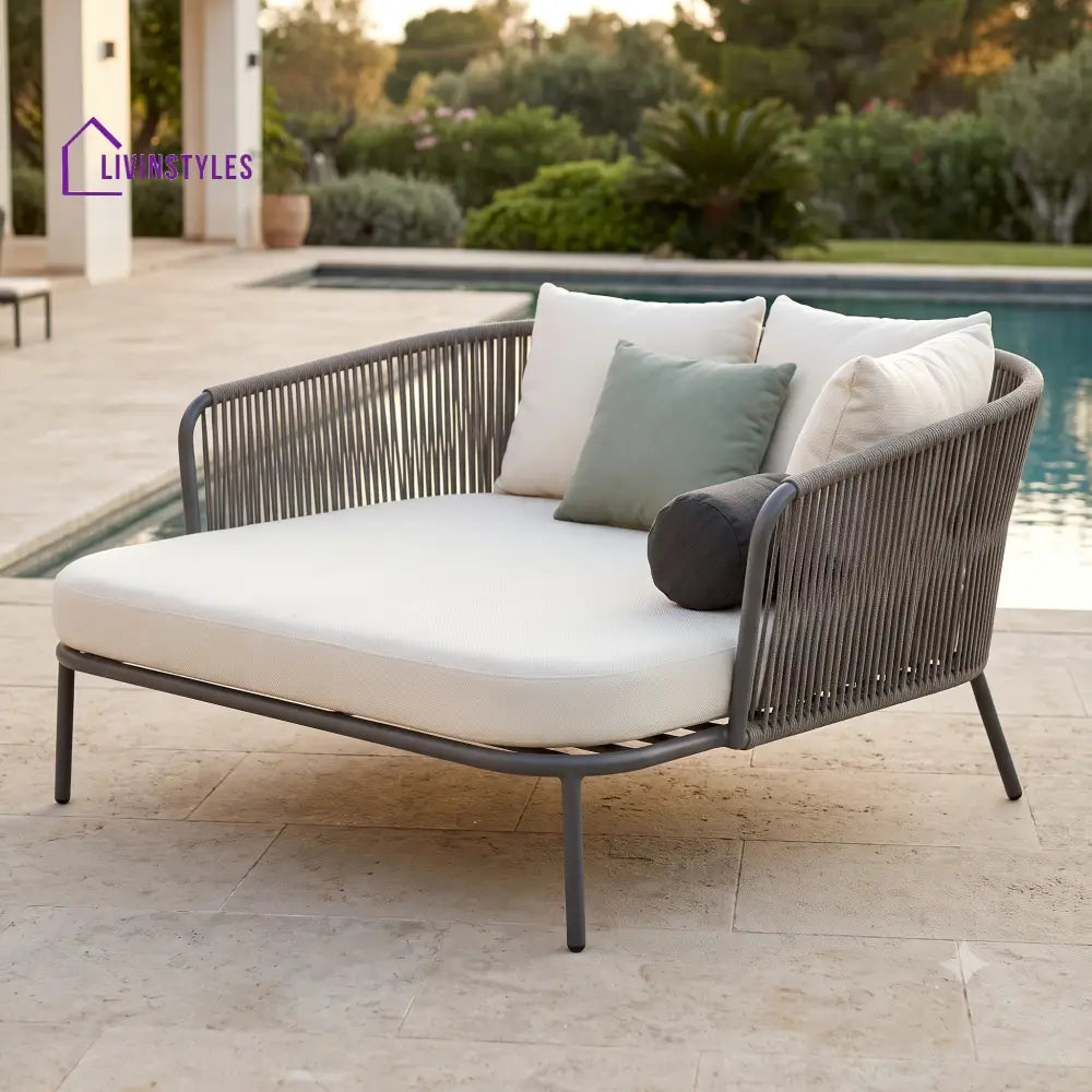 Candice Premium Outdoor Day Bed in Metal Frame with Powder Coated & Rope