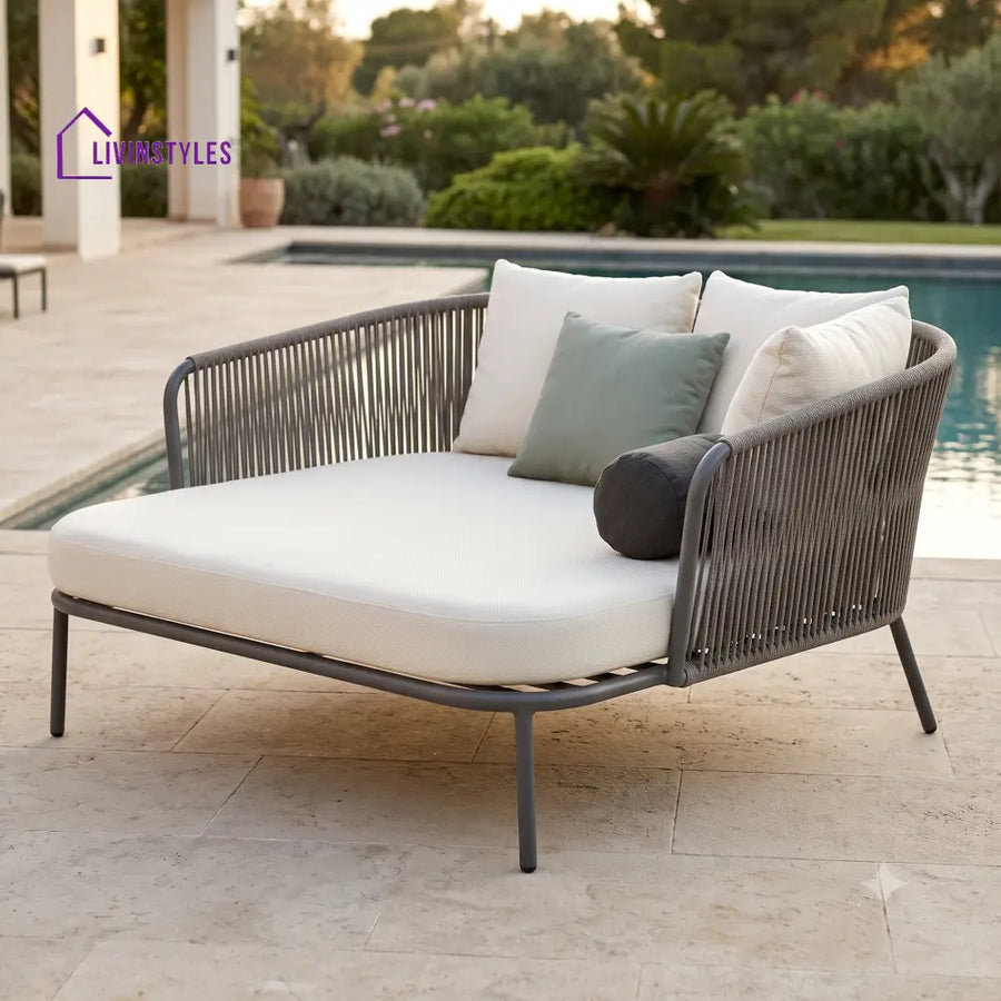 Candice Premium Outdoor Day Bed in Metal Frame with Powder Coated & Rope