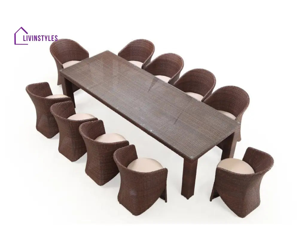 Candreva Outdoor Patio Dining Set 10 Chairs and 1 Table (Brown) - Dining sets