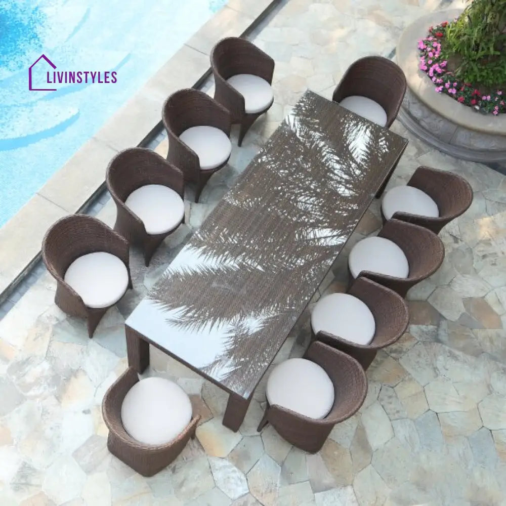 Candreva Outdoor Patio Dining Set 10 Chairs and 1 Table (Brown) - Dining sets