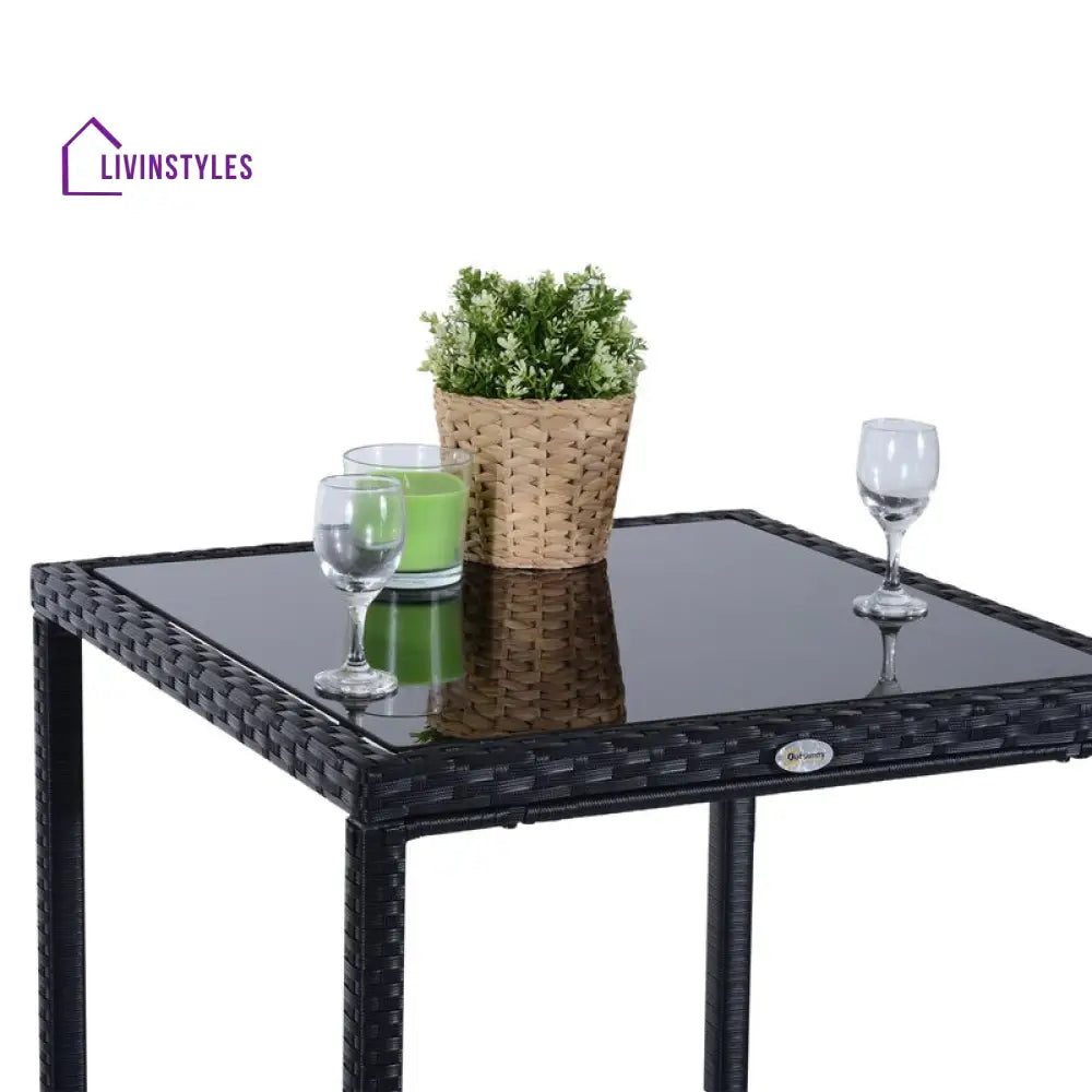 Cantu Outdoor Patio Bar Sets 2 Chairs and 1 Table (Black) - Bar Sets