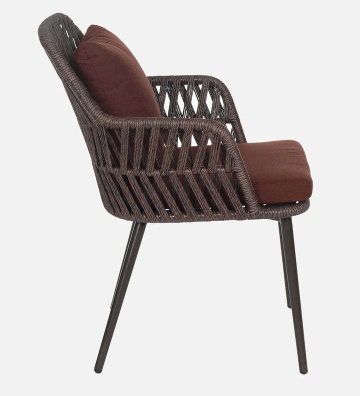 Solve Outdoor Patio Seating Set 4 Chairs and 1 Table Set (Brown) Braided & Rope