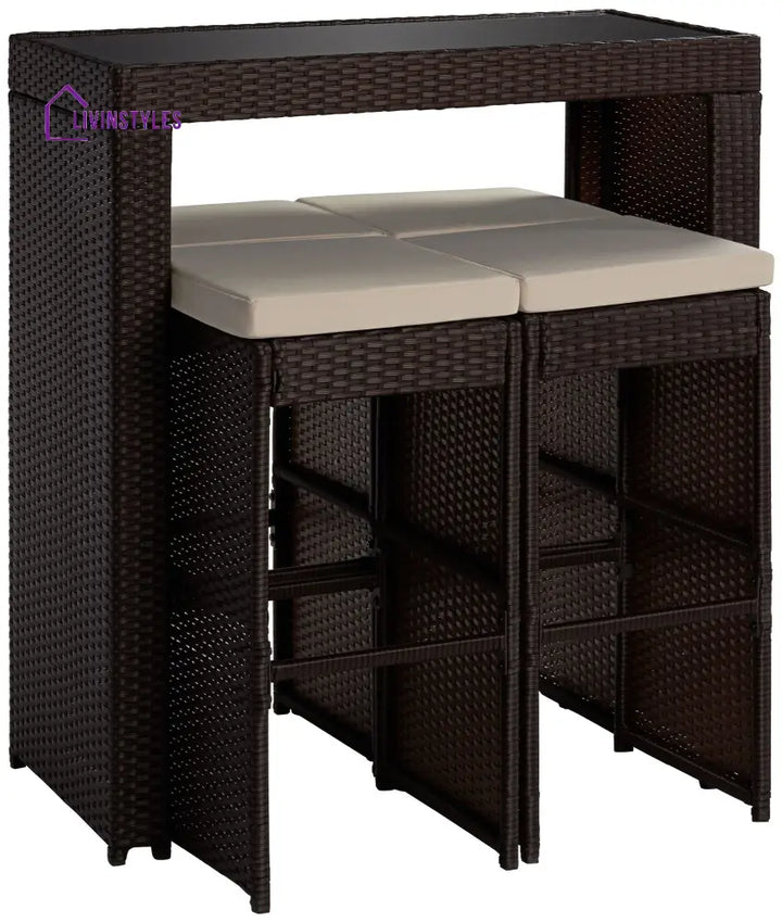 Capone Outdoor Patio Bar Sets 4 Stools and 1 Table (Dark Brown) - Bar Sets