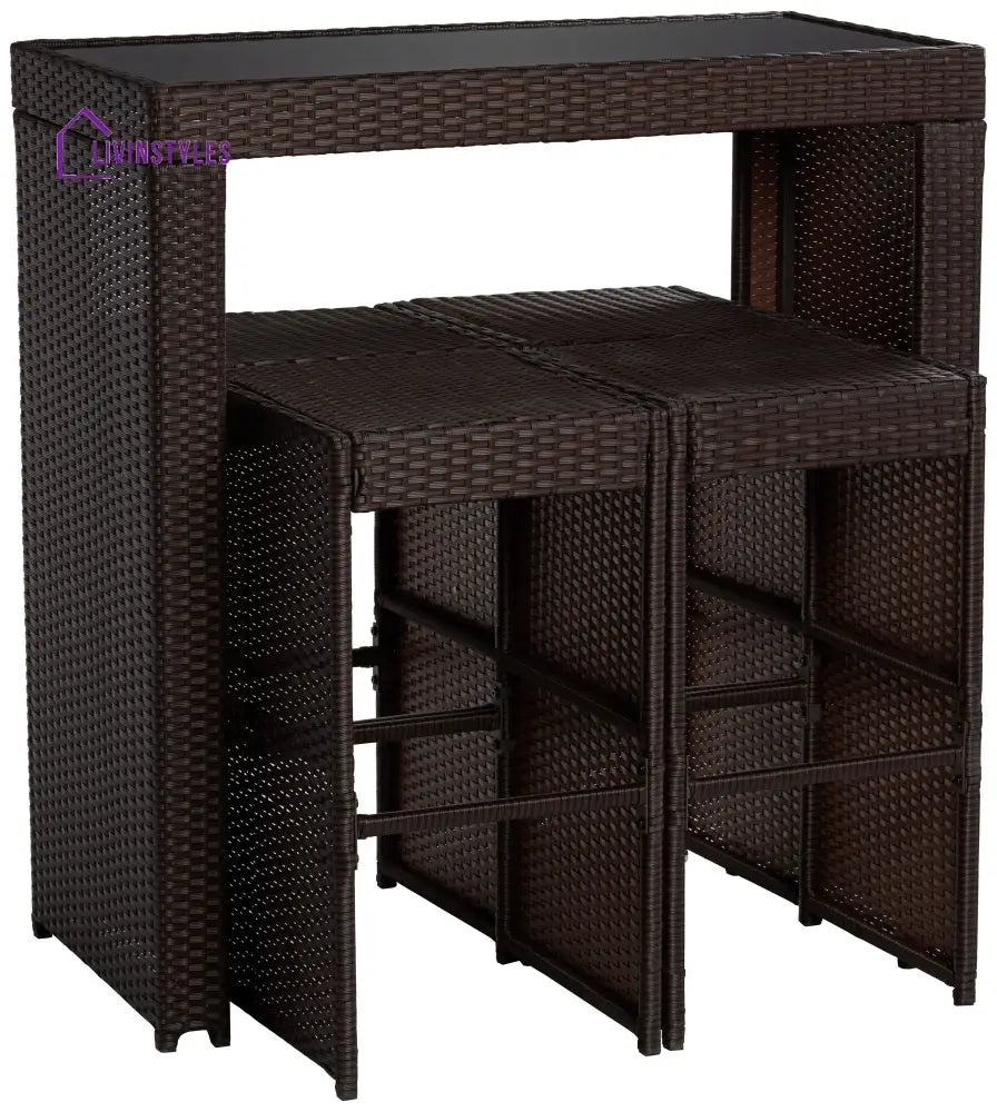 Capone Outdoor Patio Bar Sets 4 Stools and 1 Table (Dark Brown) - Bar Sets