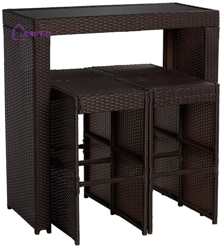 Capone Outdoor Patio Bar Sets 4 Stools and 1 Table (Dark Brown) - Bar Sets