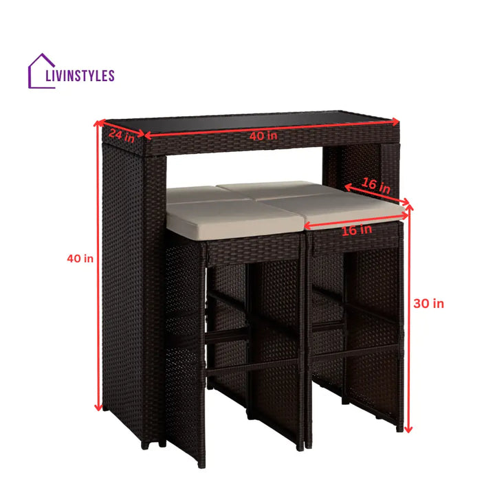 Capone Outdoor Patio Bar Sets 4 Stools and 1 Table (Dark Brown) - Bar Sets