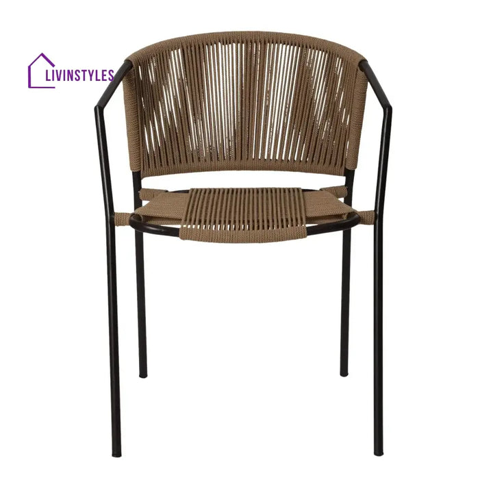 Capri Outdoor Rope 3-Piece Patio Chairs Set (Beige) - Patio Set