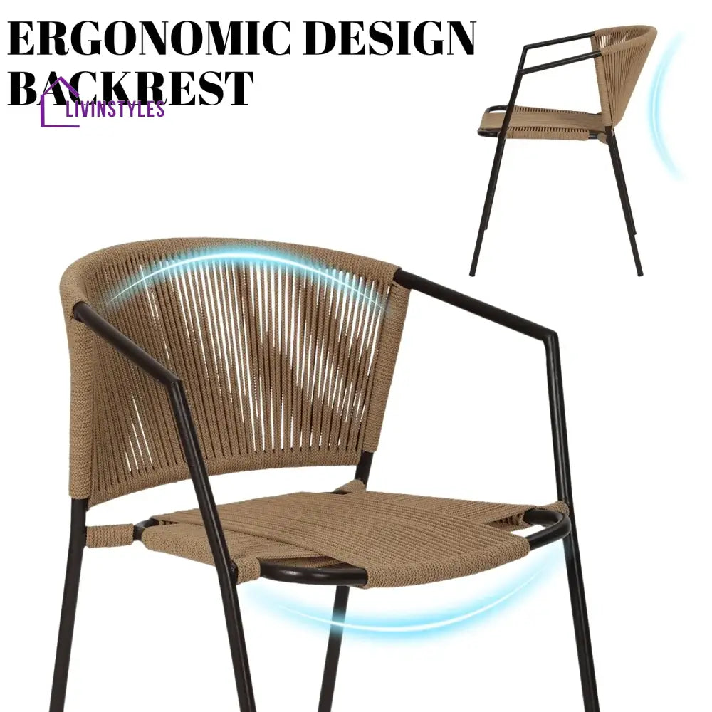 Capri Outdoor Rope 3-Piece Patio Chairs Set (Beige) - Patio Set