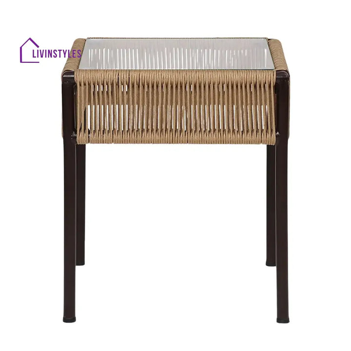 Capri Outdoor Rope 3-Piece Patio Chairs Set (Beige) - Patio Set