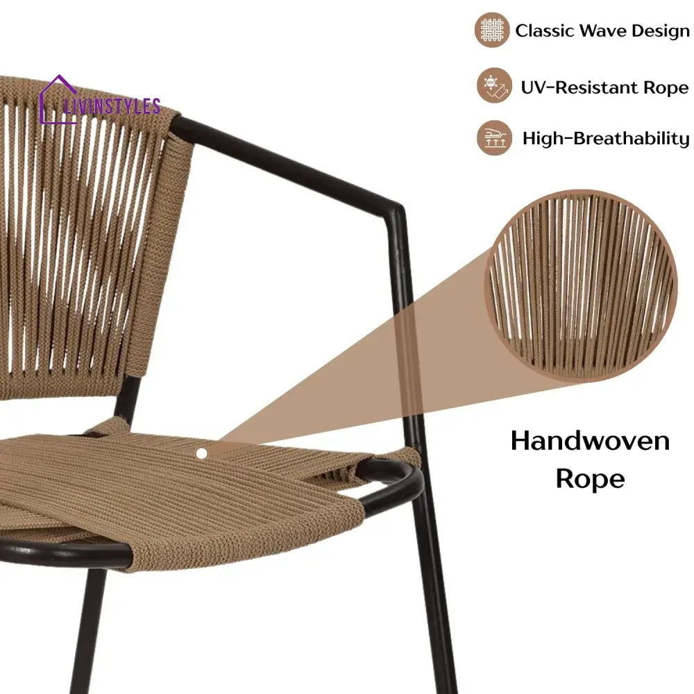 Capri Outdoor Rope 3-Piece Patio Chairs Set (Beige) - Patio Set