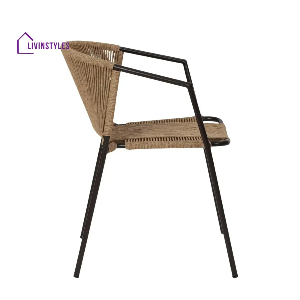 Capri Outdoor Rope 3-Piece Patio Chairs Set (Beige) - Patio Set