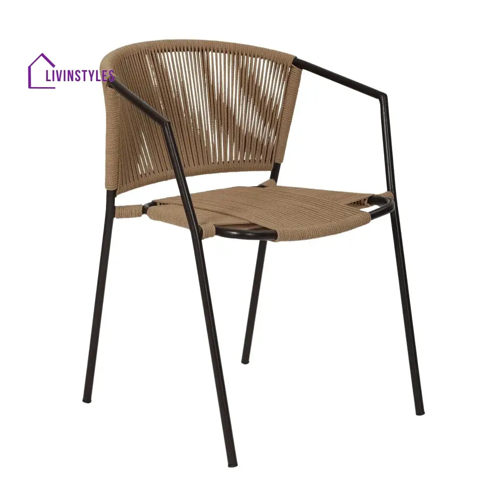 Capri Outdoor Rope 3-Piece Patio Chairs Set (Beige) - Patio Set