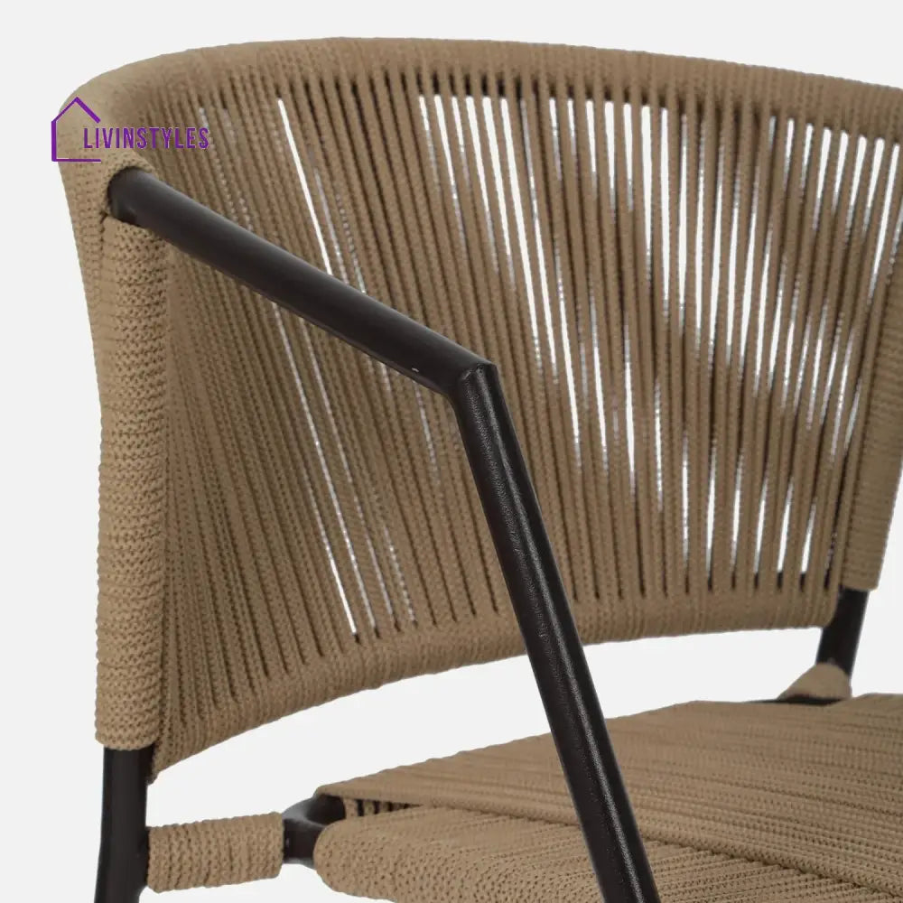 Capri Outdoor Rope 3-Piece Patio Chairs Set (Beige) - Patio Set