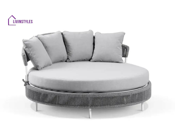 Capuano Outdoor Poolside Sunbed With Cushion Daybed (Grey) Braided & Rope - Sunbed