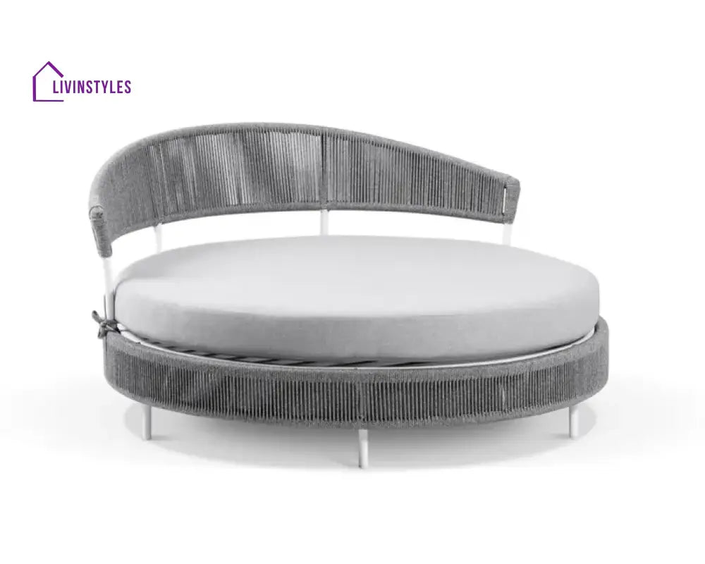 Capuano Outdoor Poolside Sunbed With Cushion Daybed (Grey) Braided & Rope - Sunbed