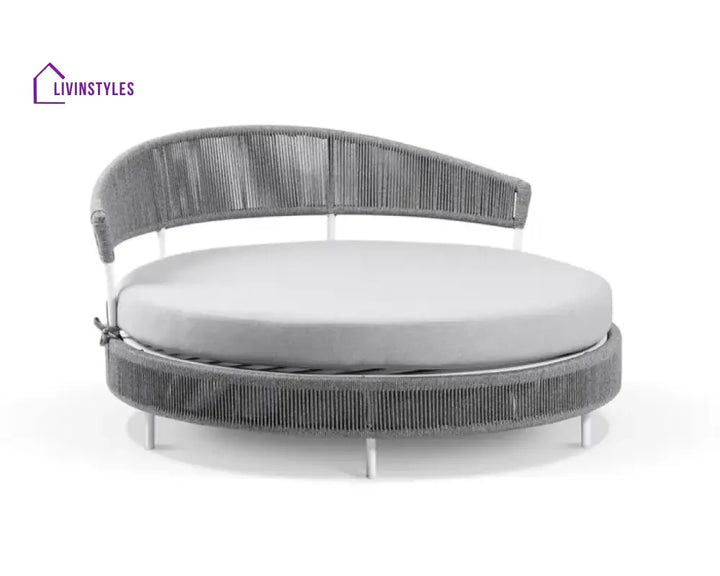 Capuano Outdoor Poolside Sunbed With Cushion Daybed (Grey) Braided & Rope - Sunbed