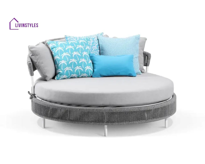 Capuano Outdoor Poolside Sunbed With Cushion Daybed (Grey) Braided & Rope - Sunbed