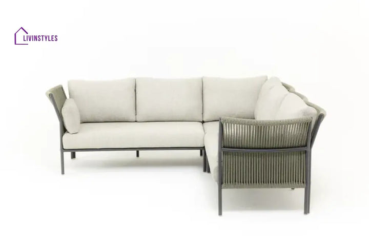 Capuano Outdoor Sofa Set 6 Seater 1 Center Table and 1 Side Table Set (Khaki) Braided & Rope - Sofa Sets
