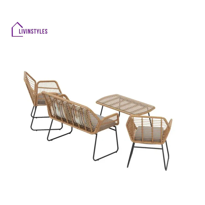 Cara Outdoor Sofa Set 2 Seater 2 Single seater and 1 Center Table (Honey) - Sofa Sets