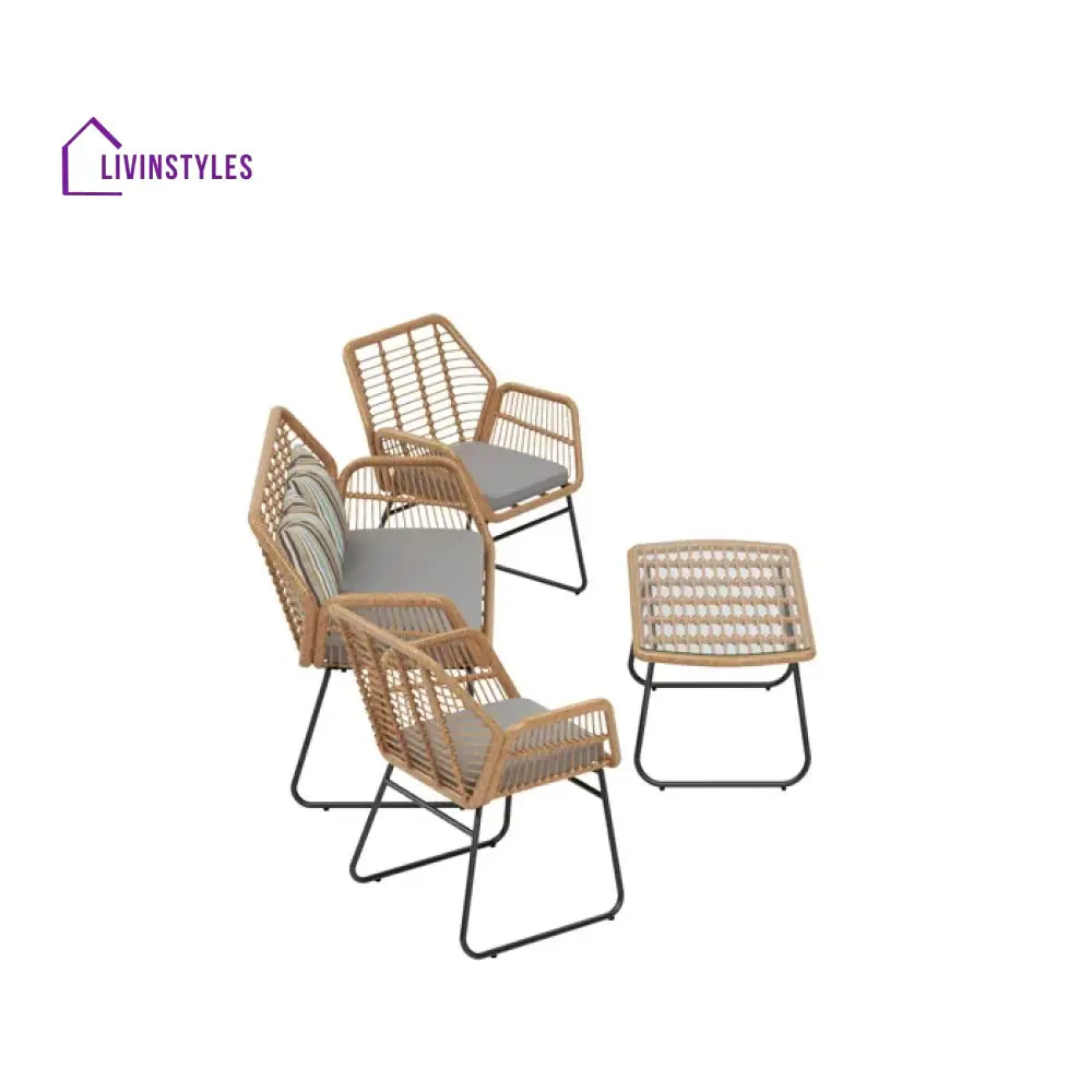 Cara Outdoor Sofa Set 2 Seater 2 Single seater and 1 Center Table (Honey) - Sofa Sets