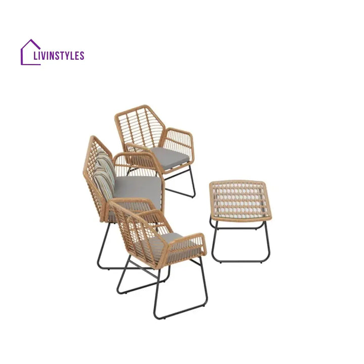 Cara Outdoor Sofa Set 2 Seater 2 Single seater and 1 Center Table (Honey) - Sofa Sets